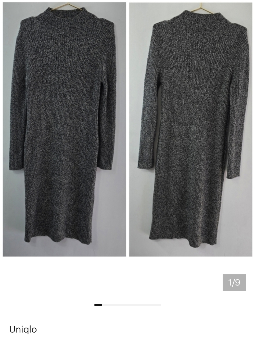 Uniqlo Wool Blend Sweaterdress Sweater Dress Mockneck Marled Fleck Bodycon Sz M
